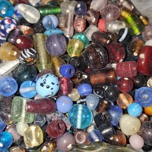 5 pound lot of assorted glass beads from India